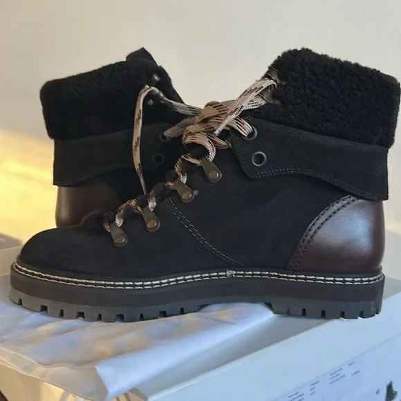 See by Chloé Eileen Lace-Up Shearling-Lined Ankle Boots - Picture 3 of 12